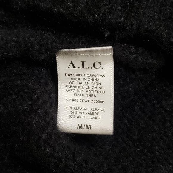 A.L.C. Tracey Fair Isle Sweater Oversized Alpaca Turtleneck Blk Bordeaux Sz Med - Picture 8 of 13